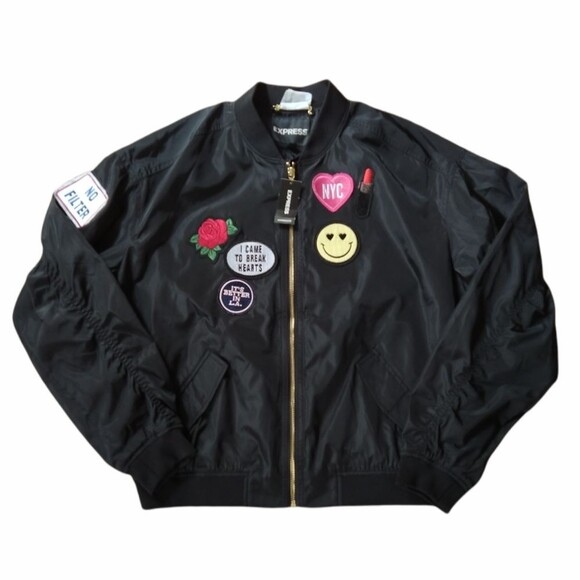 NWT Express Bomber with Embroidery Patches - Picture 11 of 11
